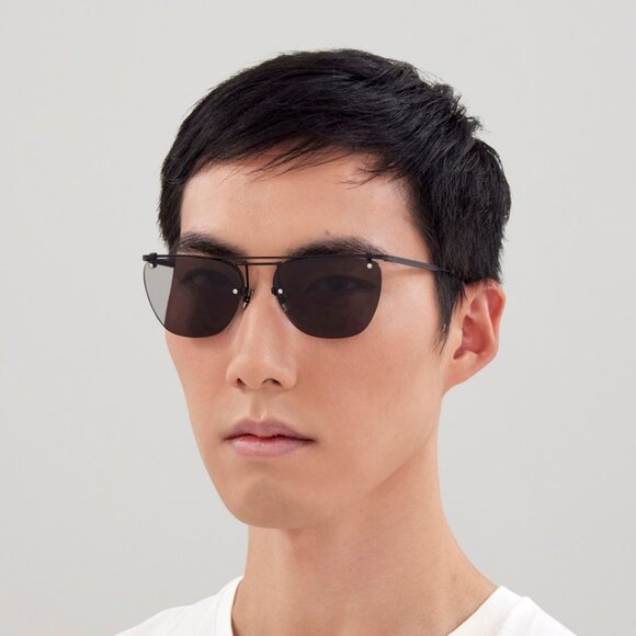 NEW SL600 001 SAINT LAURENT SUNGLASSES UNISEX BLACK ROUND EYEWEAR - Picture 4 of 6